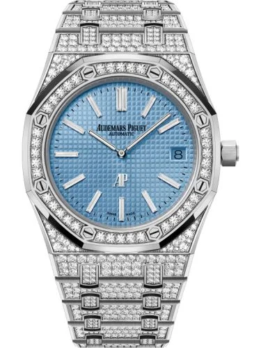 Audemars Piguet - 15202BC.ZZ.1241BC.02 Royal Oak Extra-Thin White Gold / Diamond / Light Blue