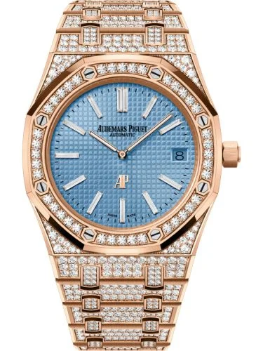 Audemars Piguet - 15202OR.ZZ.1241OR.01 Royal Oak Extra-Thin Pink Gold / Diamond / Blue