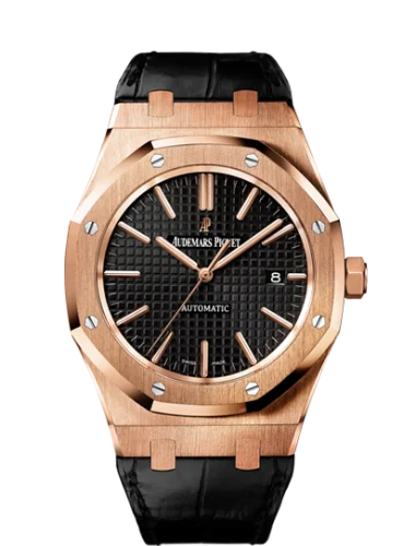 Audemars Piguet - 15400OR.OO.D002CR.01 Royal Oak 15400 Pink Gold / Black / Strap