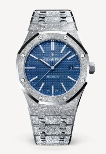 Audemars Piguet - 15410BC.GG.1224BC.01 Royal Oak 15410 Frosted White Gold / Blue