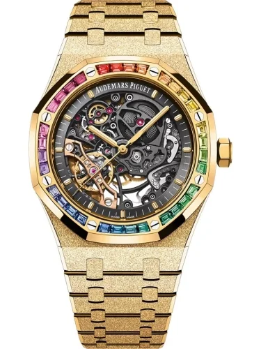 Audemars Piguet Audemars Piguet - 15412BA.YG.1224BA.01-B Royal Oak 41 Double Balance Wheel Openworked Frosted Yellow Gold - Rainbow