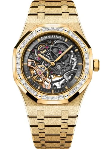 Audemars Piguet Audemars Piguet - 15412BA.ZG.1224BA.01 Royal Oak 41 Double Balance Wheel Openworked Frosted Yellow Gold - Baguette