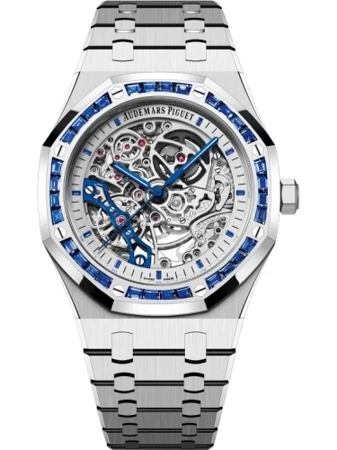 Audemars Piguet Audemars Piguet - 15412BC.SS.1220BC.02 Royal Oak 41 Double Balance Wheel Openworked White Gold / Baguette Blue Sapphire