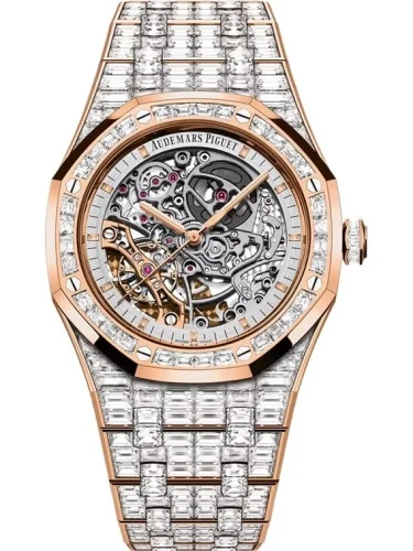 Audemars Piguet Audemars Piguet - 15417OR.ZZ.1267OR.01.A Royal Oak 41 Double Balance Wheel Openworked Pink Gold / Baguette