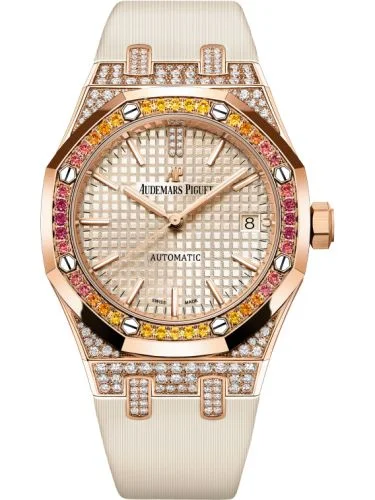 Audemars Piguet - 15452OR.ZY.D038VE.01 Royal Oak Selfwinding 37 Pink Gold / Sapphire / Beige
