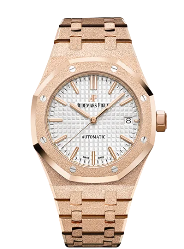 Audemars Piguet - 15454OR.GG.1259OR.01 Royal Oak 15454 Selfwinding Frosted Pink Gold / Silver