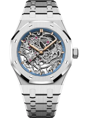 Audemars Piguet Audemars Piguet - 15467BC.OO.1256BC.01 Royal Oak 37 Double Balance Wheel Openworked White Gold / Light Blue