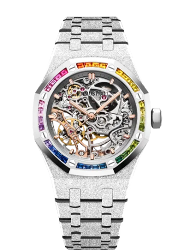 Audemars Piguet Audemars Piguet - 15468BC.YG.1259BC.01 Royal Oak 37 Double Balance Wheel Openworked Frosted White Gold / Rainbow