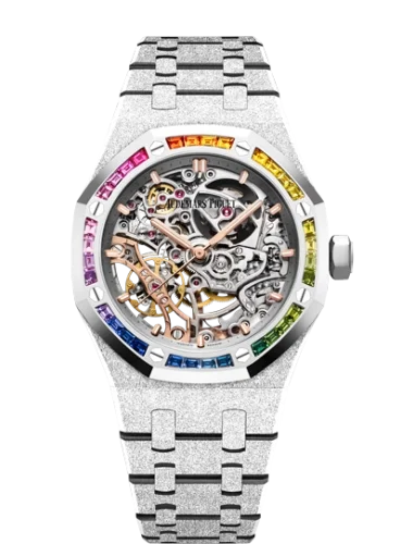Audemars Piguet Audemars Piguet - 15468BC.YG.1259BC.01 Royal Oak 37 Double Balance Wheel Openworked Frosted White Gold / Rainbow