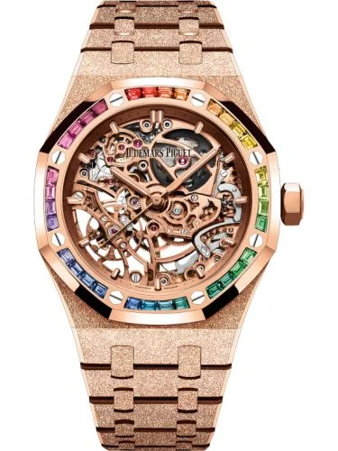 Audemars Piguet Audemars Piguet - 15468OR.YG.1259OR.01 Royal Oak 37 Double Balance Wheel Openworked Frosted Pink Gold / Rainbow