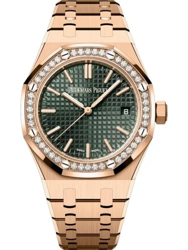 Audemars Piguet - 15551OR.ZZ.1356OR.06 Royal Oak Selfwinding 37 Pink Gold - Diamond / Green