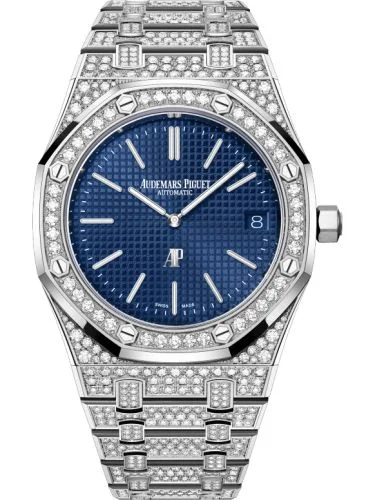 Audemars Piguet - 16202BC.ZZ.1241BC.02 Royal Oak Extra-Thin White Gold - Diamond / Blue