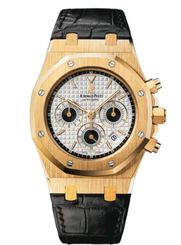 Audemars Piguet - 26022BA.OO.D098CR.01 Royal Oak 26022 Chronograph Yellow Gold / Silver / Strap