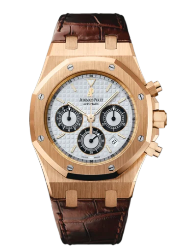 Audemars Piguet - 26022OR.OO.D098CR.01 Royal Oak 26022 Chronograph Pink Gold / Silver / Strap