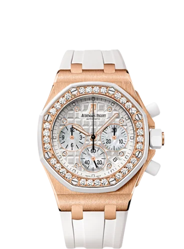 Audemars Piguet - 26048OK.ZZ.D010CA.01 Royal Oak OffShore 26048 Lady Chronograph Pink Gold / White