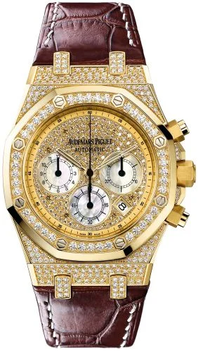 Audemars Piguet - 26068BA.ZZ.D088CR.01 Royal Oak Chronograph 39 Yellow Gold / Diamond / Strap
