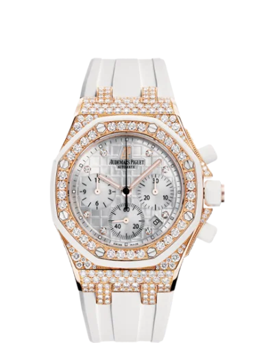 Audemars Piguet - 26092OK.ZZ.D010CA.01 Royal Oak Offshore 26092 Lady Chronograph Pink Gold / White