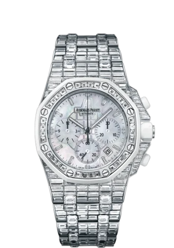Audemars Piguet - 26114CK.ZZ.9181BC.01 Royal Oak OffShore 26114 Chronograph White Gold / Baguette / MOP