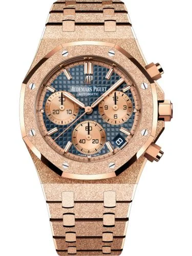 Audemars Piguet - 26239OR.GG.1224OR.01 Royal Oak Chronograph 41 Frosted Pink Gold / Blue / Bracelet