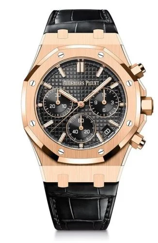 Audemars Piguet - 26240OR.OO.D002CR.01 Royal Oak Chronograph 41 Pink Gold / Black / Strap / 50th Anniversary
