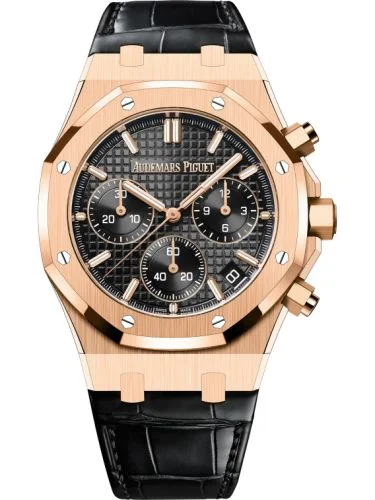 Audemars Piguet - 26240OR.OO.D002CR.02 Royal Oak Chronograph 41 Pink Gold / Black / Strap