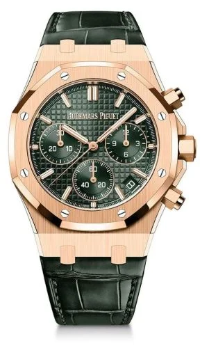 Audemars Piguet - 26240OR.OO.D404CR.01 Royal Oak Chronograph 41 Pink Gold / Green / Strap / 50th Anniversary