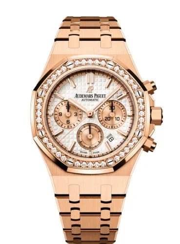 Audemars Piguet - 26315OR.ZZ.1256OR.01 Royal Oak Chronograph 38 Pink Gold / Diamond / Silver