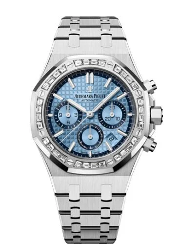 Audemars Piguet - 26318BC.ZZ.1256BC.01 Royal Oak Chronograph 38 White Gold / Diamond / Light Blue
