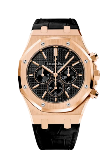 Audemars Piguet - 26320OR.OO.D002CR.01 Royal Oak Chronograph 41 Pink Gold / Black / Strap