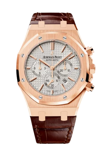 Audemars Piguet - 26320OR.OO.D088CR.01 Royal Oak Chronograph 41 Pink Gold / Silver / Strap