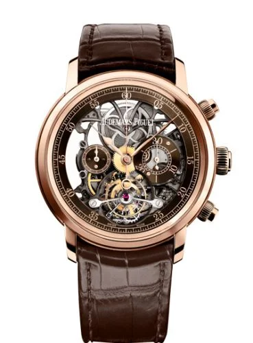 Audemars Piguet - 26346OR.OO.D088CR.01 Jules Audemars 26346 Tourbillon Chronograph Openworked Pink Gold