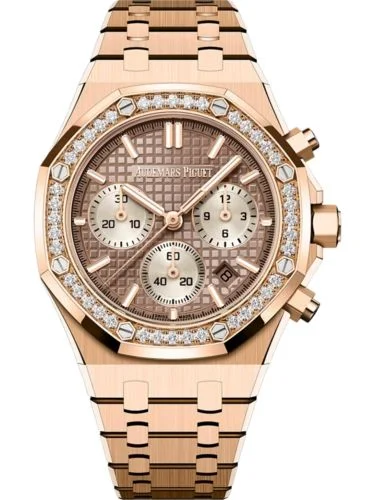 Audemars Piguet - 26450OR.ZZ.1356OR.01-B Royal Oak Chronograph 38 Pink Gold - Diamond / Beige