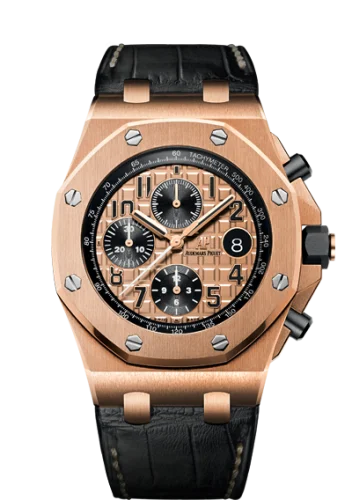 Audemars Piguet - 26470OR.OO.A002CR.01 Royal Oak Offshore 26470 Pink Gold / Pink Gold / Alligator