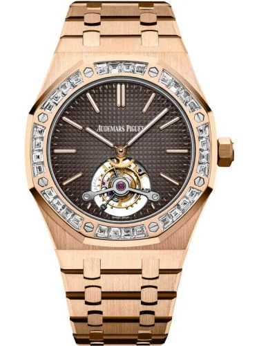 Audemars Piguet - 26516OR.ZZ.1220OR.01 Royal Oak Ultra Thin Tourbillon Pink Gold / Baguette / Brown