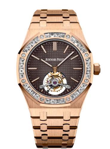 Audemars Piguet Audemars Piguet - 26516OR.ZZ.1220OR.01 Royal Oak Ultra Thin Tourbillon Pink Gold / Baguette / Brown
