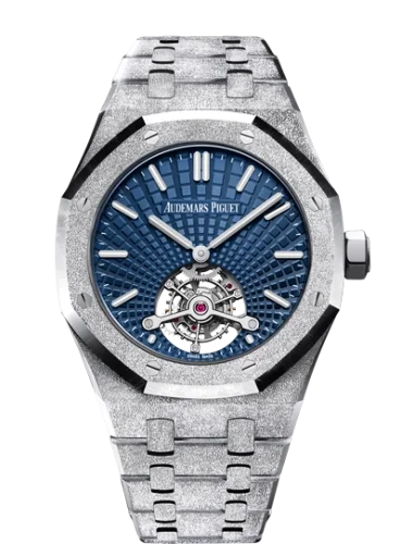 Audemars Piguet Audemars Piguet - 26520BC.GG.1224BC.01 Royal Oak Ultra Thin Tourbillon Frosted White Gold / Blue