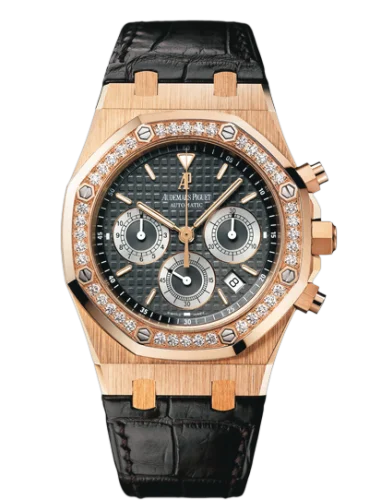 Audemars Piguet - 26557OR.ZZ.D098CR.02 Royal Oak 26557 Chronograph Pink Gold / Brown / Diamond