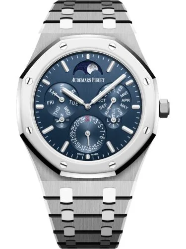 Audemars Piguet Royal Oak Perpetual Calendar Ultra Thin Titanium - Platinum / Blue / Bracelet