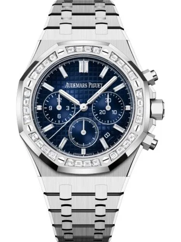 Audemars Piguet - 26715BC.ZZ.1356BC.01 Royal Oak Chronograph 38 White Gold - Diamond / Smoked Blue
