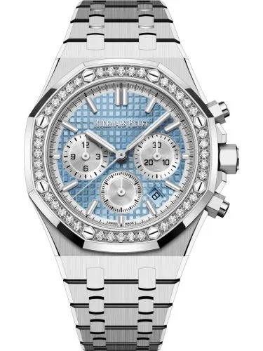 Audemars Piguet - 26715ST.ZZ.1356ST.01 Royal Oak Chronograph 38 Stainless Steel - Diamond / Light Blue