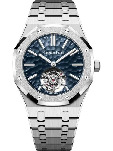 Audemars Piguet Audemars Piguet - 26730BC.GG.1320BC.01 Royal Oak Self-Winding Flying Tourbillon White Gold - Frosted / Dimpled Blue