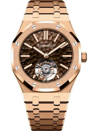 Audemars Piguet Audemars Piguet - 26730OR.GG.1320OR.01 Royal Oak Self-Winding Flying Tourbillon Pink Gold - Frosted / Dimpled Brown