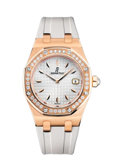 Audemars Piguet - 67621OR.ZZ.D010CA.01 Royal Oak Quartz 67621 Pink Gold / Diamond / Silver / Rubber