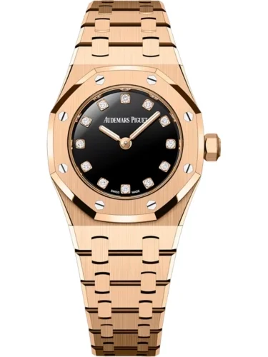 Audemars Piguet Audemars Piguet - 67630OR.OO.1312OR.01-B Royal Oak Mini Quartz Pink Gold / Onyx - Diamond