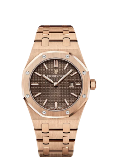 Audemars Piguet - 67650OR.OO.1261OR.01 Royal Oak 67650 Quartz Pink Gold / Brown