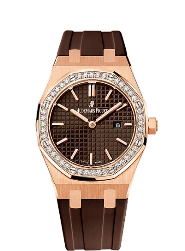 Audemars Piguet - 67651OR.ZZ.D080CA.01 Royal Oak 67651 Quartz Pink Gold / Brown / Rubber