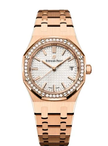Audemars Piguet Audemars Piguet - 77351OR.ZZ.1261OR.01 Royal Oak Selfwinding 34 Red Gold / Diamond / Silver / Bracelet