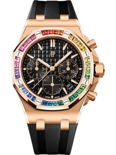 Audemars Piguet - 26236OR.YY.D002CA.01 Royal Oak OffShore 26231 Lady Chronograph Pink  Gold - Rainbow / Black