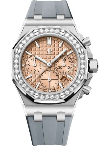 Audemars Piguet - 26231ST.ZZ.A178CA.01 Royal Oak OffShore 26231 Lady Chronograph Stainless Steel -  Diamond / Salmon