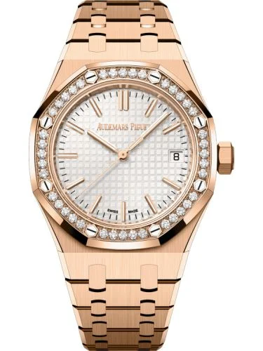Audemars Piguet - 15551OR.ZZ.1356OR.04 Royal Oak Selfwinding 37 Pink Gold - Diamond / Silver